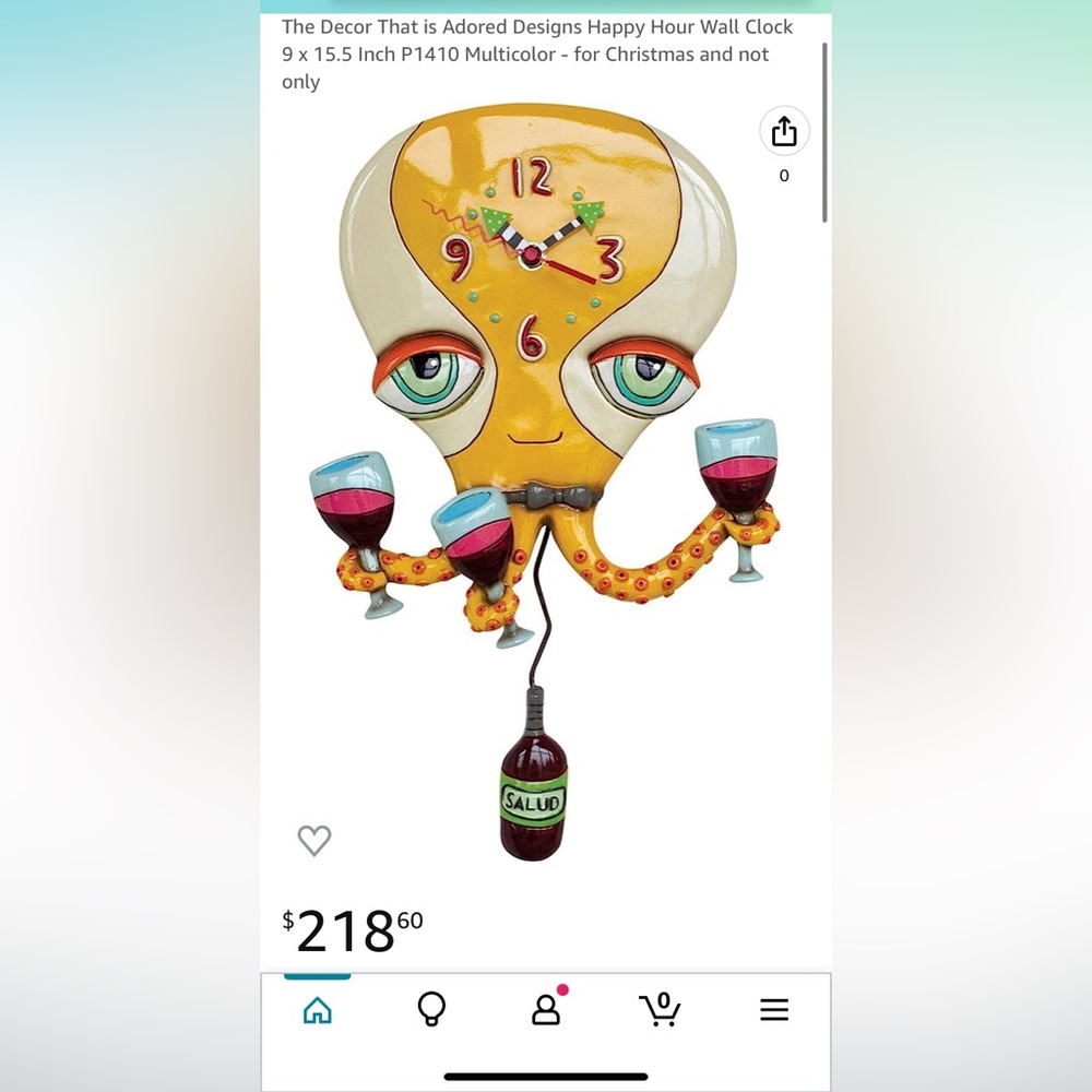 Allen Designs Happy Hour Octopus Clock BRAND NEW !